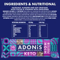 Adonis Keto Protein Bar Hazelnut Crunch & Chocolate 16x45g 10 Adonis Keto Protein Bar Hazelnut Crunch & Chocolate 16x45g -Sports Shop k1fced939235363bf73a62e307ef0fb7d
