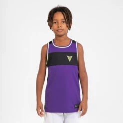 Kids' Reversible Sleeveless Basketball Jersey T500R