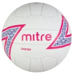 Mitre Shooter Logo Netball (White/Pink/Blue)