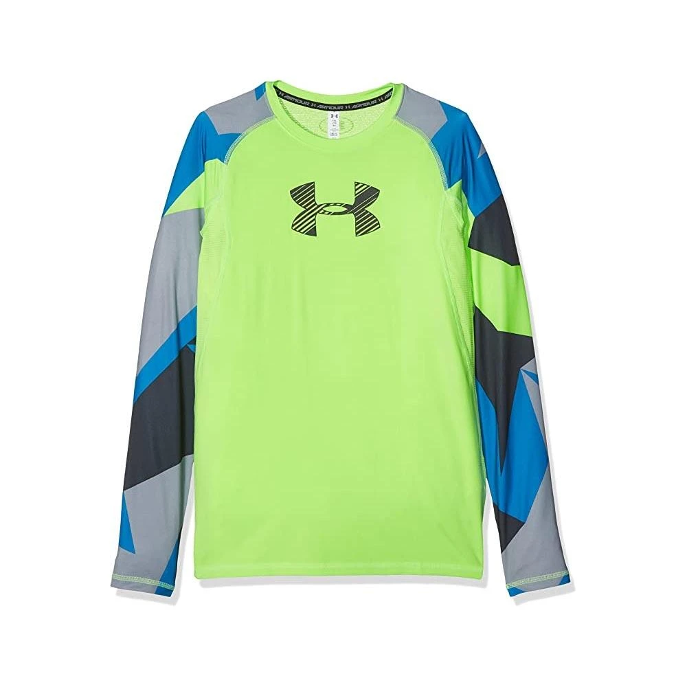 Under Armour HeatGear Novelty Kids Long Sleeve Baselayer Green/Blue/Grey 3 Under Armour HeatGear Novelty Kids Long Sleeve Baselayer Green/Blue/Grey