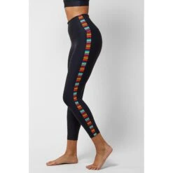 Medium Compression Rainbow Stripe 7/8 Leggings Black