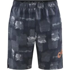 Craft Mens Core Charge Marble Effect Loose Fit Shorts (Black/Granite)