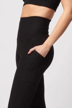 Extra Compression Cropped Leggings With Tummy Control And Side Pockets Black -Sports Shop k5fa7c6348702c447a4d92bdc110806eb