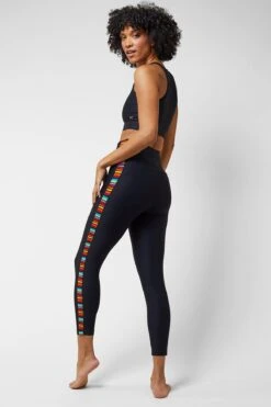 Medium Compression Rainbow Stripe 7/8 Leggings Black -Sports Shop k61922f7a7f7f4464d253b5a1d6729898