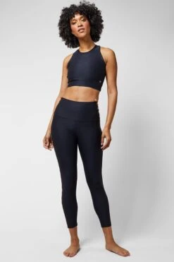 Medium Compression Rainbow Stripe 7/8 Leggings Black -Sports Shop k692d22fccad5ab2b581f09453809e871