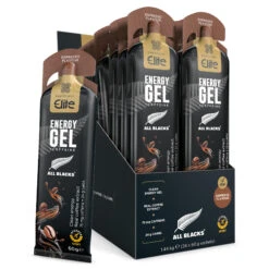 Healthspan Elite All Blacks Energy Gel + Caffeine Espresso Flavour 24 Sachets