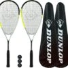 Dunlop Hyper Lite Pro Squash Racket Twin Pack, Inc Covers & 3 Squash Balls -Sports Shop k79b2c7d289368bc9cf44f491aa7e2ad6
