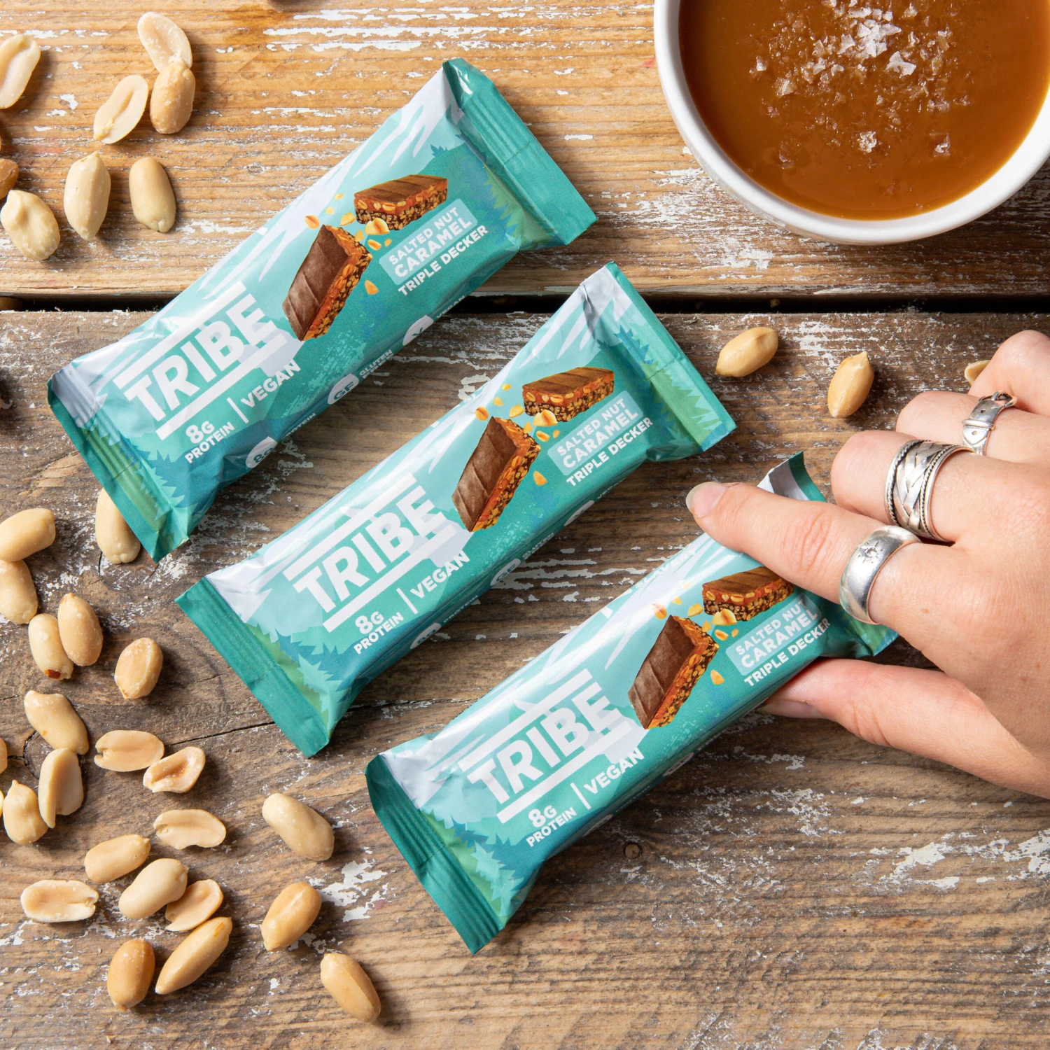 Plant Protein Bars -Peanut Salted Cara,e; Triple Decker - V, GF, DF (12 X 40g) 5 Plant Protein Bars -Peanut Salted Cara,e; Triple Decker - V, GF, DF (12 X 40g) - Image 3