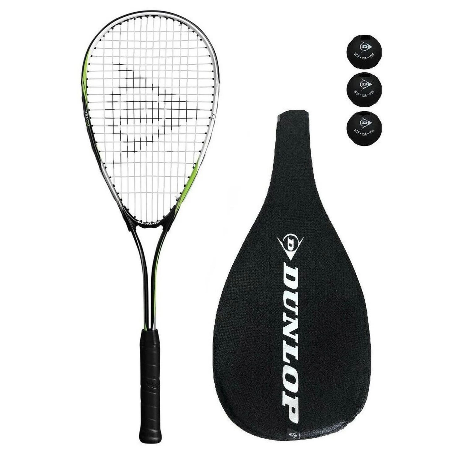 Dunlop Biotec Ti Squash Racket + Cover + 3 Balls 3 Dunlop Biotec Ti Squash Racket + Cover + 3 Balls