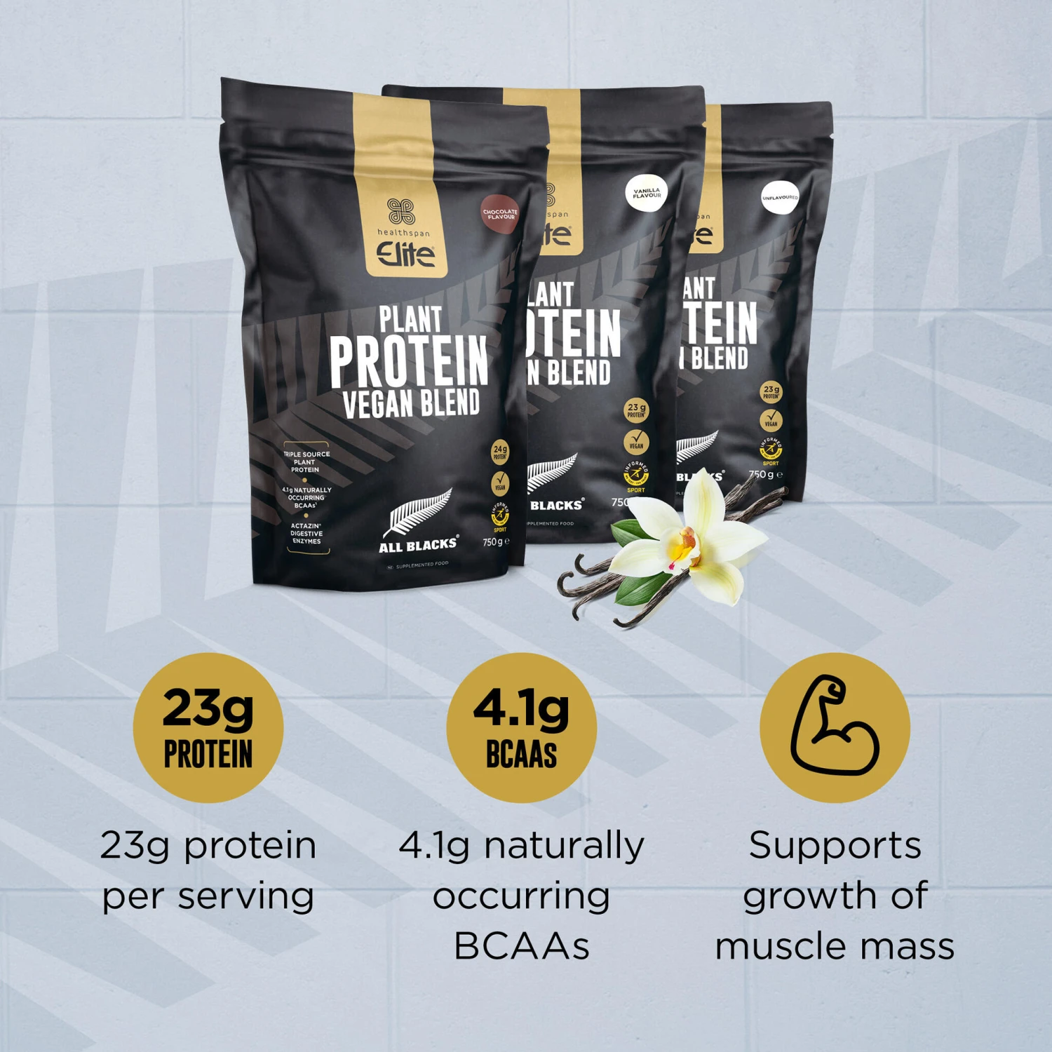 Healthspan Elite All Blacks Plant Protein Vegan Blend 750g Unflavoured Vegan 5 Healthspan Elite All Blacks Plant Protein Vegan Blend 750g Unflavoured Vegan - Image 3