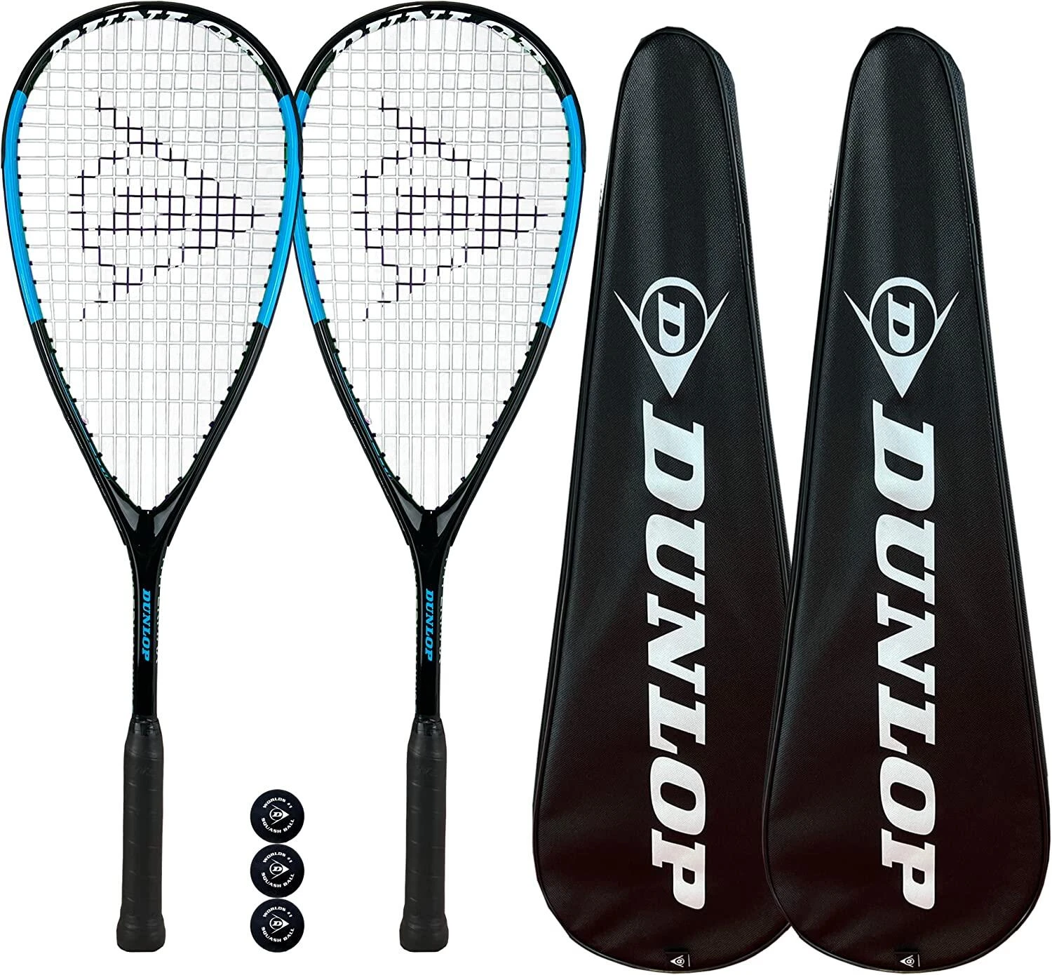 Dunlop Hypermax Nano Squash Racket Twin Set Inc Covers & 3 Squash Balls 3 Dunlop Hypermax Nano Squash Racket Twin Set Inc Covers & 3 Squash Balls