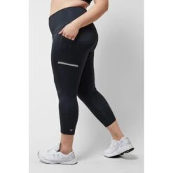 Reflective Side Pocket Leggings With Thermal Brushed Fabric Black