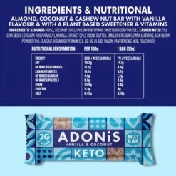Adonis Keto Nut Bar Vanilla & Coconut 16x35g -Sports Shop kc9ac63b85974943d8170ae26d6871d08