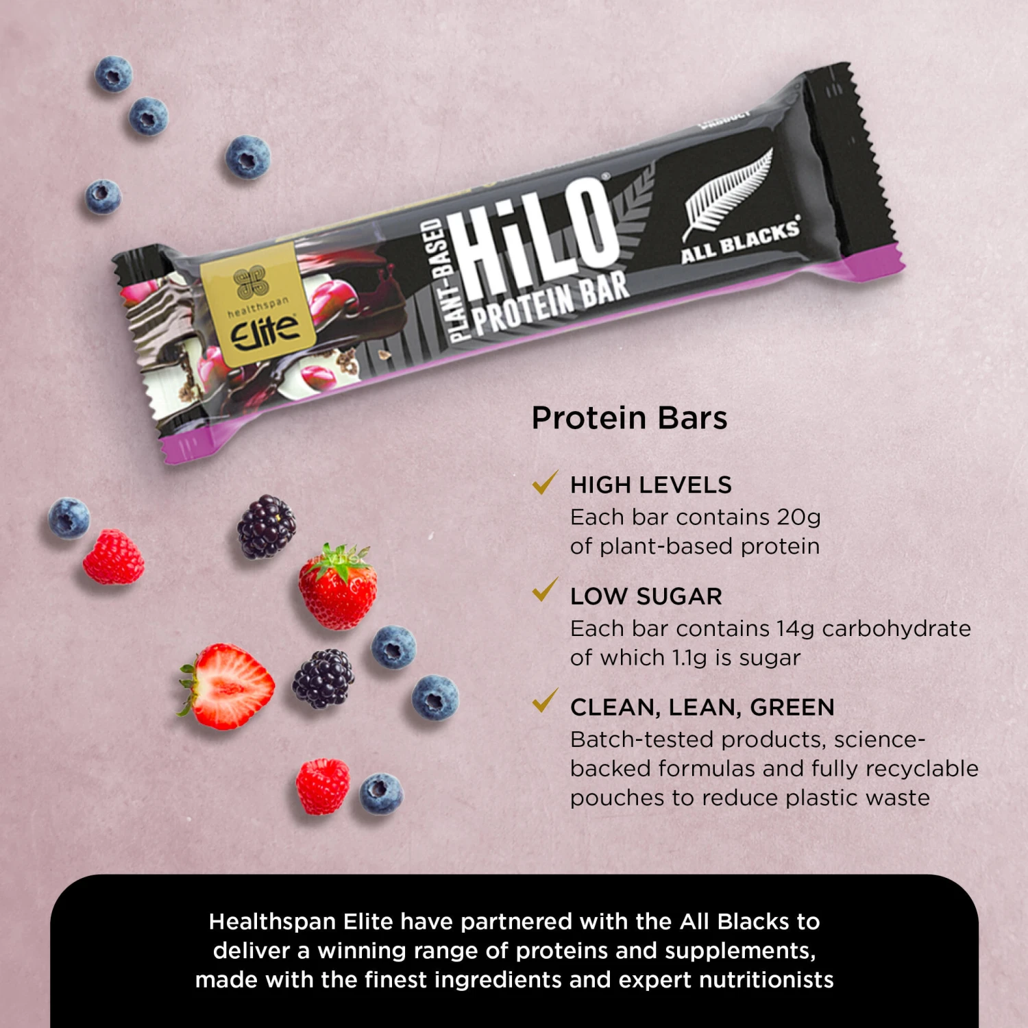Healthspan Elite All Blacks Plant-Based Protein Bar Black Forest Gateau 4 Healthspan Elite All Blacks Plant-Based Protein Bar Black Forest Gateau - Image 2