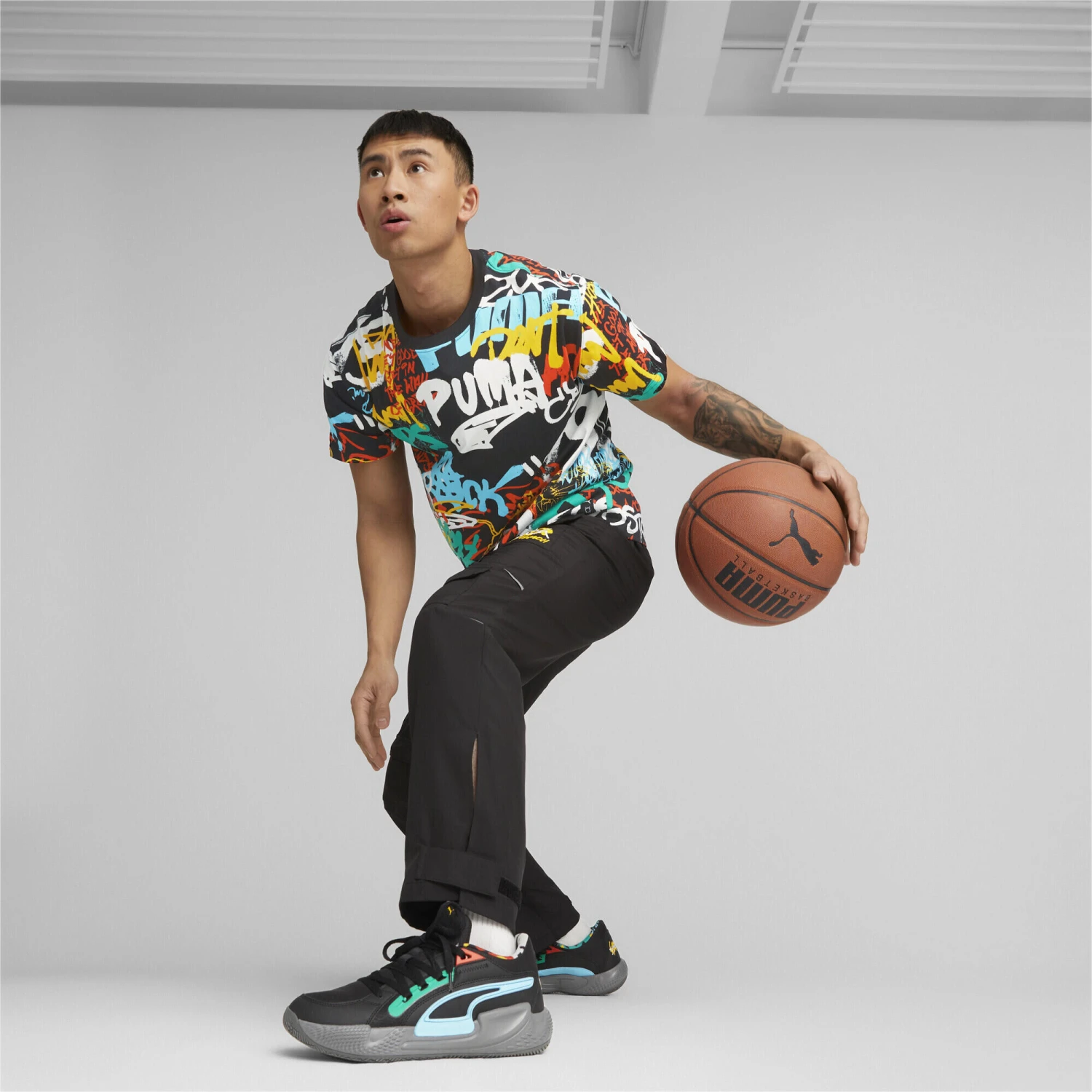 PUMA Unisex Court Rider Chaos Black Basketball Shoes - Black 6 PUMA Unisex Court Rider Chaos Black Basketball Shoes - Black - Image 4